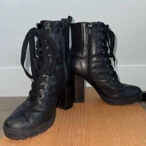 Steve Madden Black Lace-Up Platform Boots